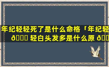 年纪轻轻死了是什么命格「年纪轻 🐅 轻白头发多是什么原 🌴 因」